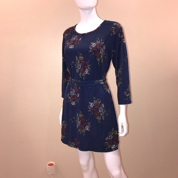 Dark Blue Floral Mini Dress Size XL - Picture 7 of 16
